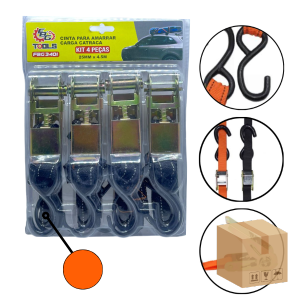 FBG-M 3401 KIT 4 PÇ CINTA P/ AMARRA CARGA CATRACA 2,5M X 4,5CM